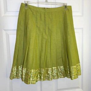 Bright Green Pleated A Line Skirt